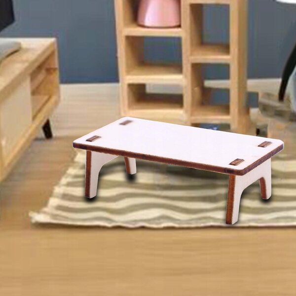Miniatura bianco da scrivania in legno per casa delle bambole 1:12