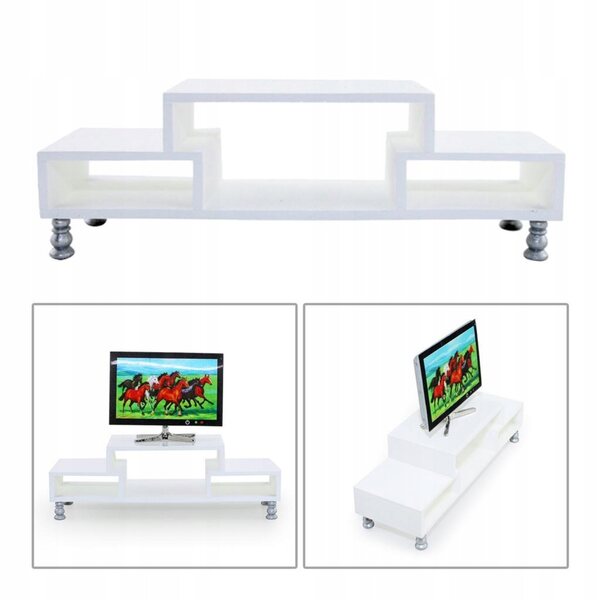Miniatura 1/12 Mobile Porta TV per Casa delle Bambole in Resina di Alta Qualità