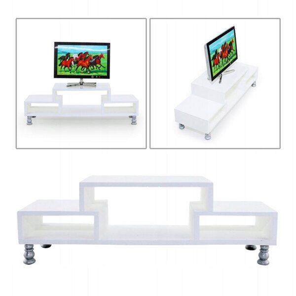 Miniatura 1/12 Mobile Porta TV per Casa delle Bambole in Resina di Alta Qualità