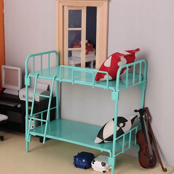 1:12 Puppenhaus-Miniatur-Etagenbett mit Metallleiter