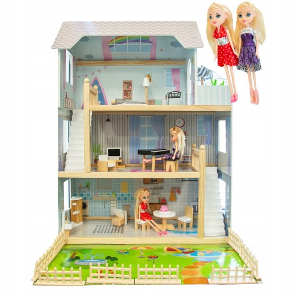 Małgosia Puppenhaus 83 cm mit Garten, Möbeln und LED-Beleuchtung