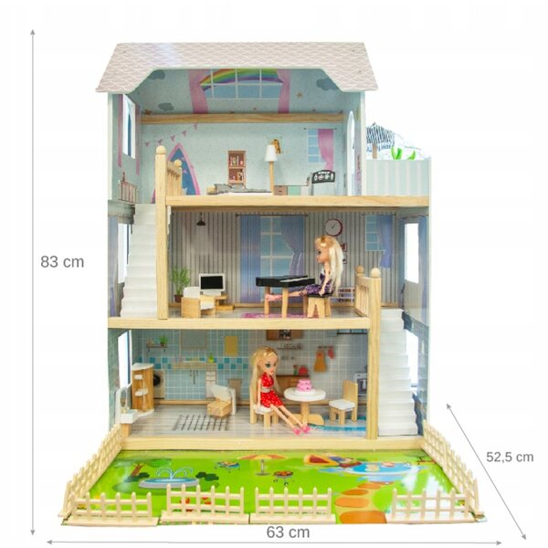 Małgosia Puppenhaus 83 cm mit Garten, Möbeln und LED-Beleuchtung