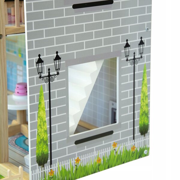 Małgosia Puppenhaus 83 cm mit Garten, Möbeln und LED-Beleuchtung