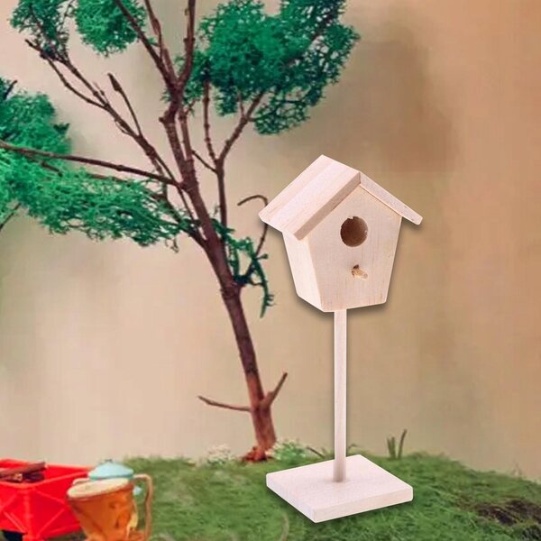 Miniatura casa per uccelli 1:12 in legno per giardino delle fate e bambole