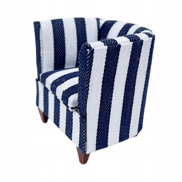 KingLine Miniatur-Sofa mit blauen Streifen im Maßstab 1:12 für das Puppenhaus