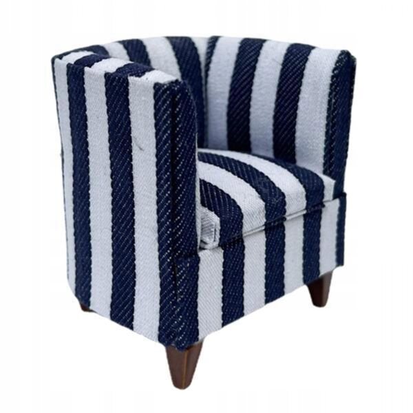 KingLine Miniatur-Sofa mit blauen Streifen im Maßstab 1:12 für das Puppenhaus