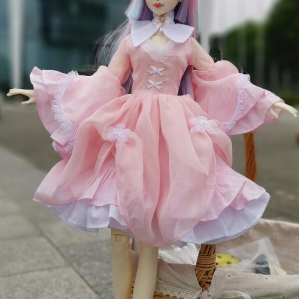 Vestito vintage rosa per bambole BJD 1/3 - Abito da festa facile da indossare