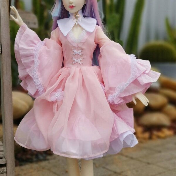 Vestito vintage rosa per bambole BJD 1/3 - Abito da festa facile da indossare