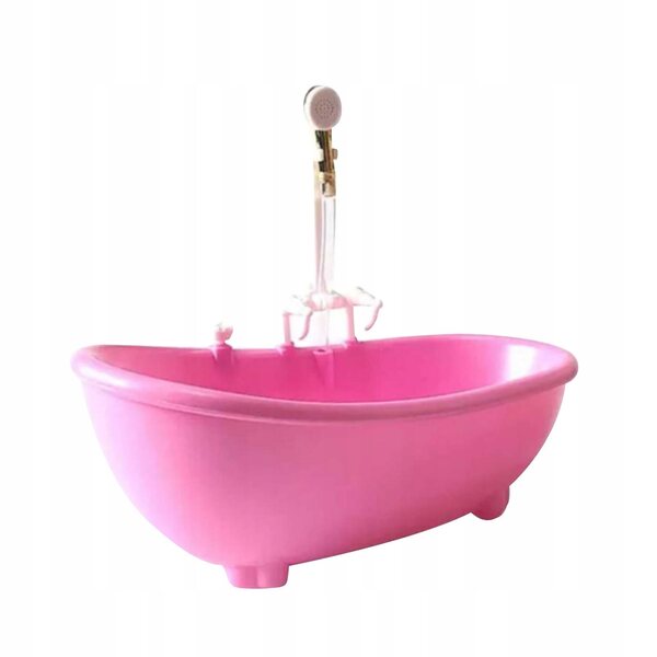 1/6 Puppenhaus-Miniaturbadewanne aus rosa Holz für 12-Zoll-Puppen