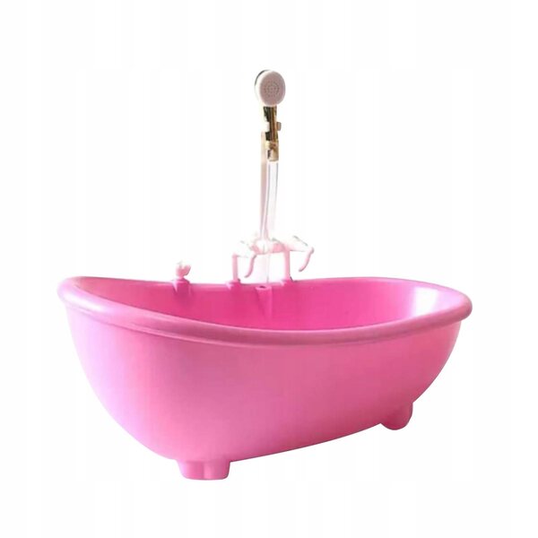 1/6 Puppenhaus-Miniaturbadewanne aus rosa Holz für 12-Zoll-Puppen
