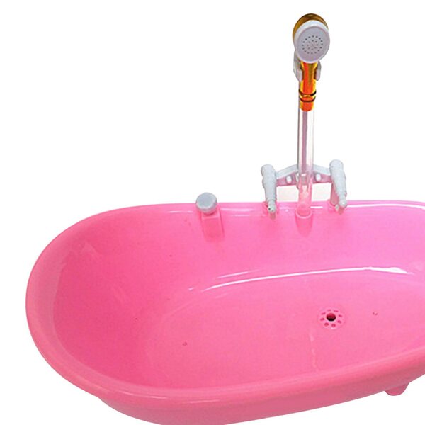 1/6 Puppenhaus-Miniaturbadewanne aus rosa Holz für 12-Zoll-Puppen