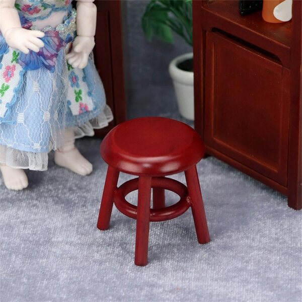1:12 Mini-Hocker aus Birkenholz für Puppenhaus, realistisches Accessoire