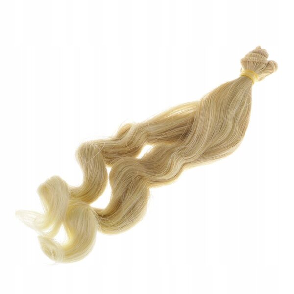 Peruca BJD DIY 25x100cm hellgoldenes lockiges Haar für Gelenkpuppen