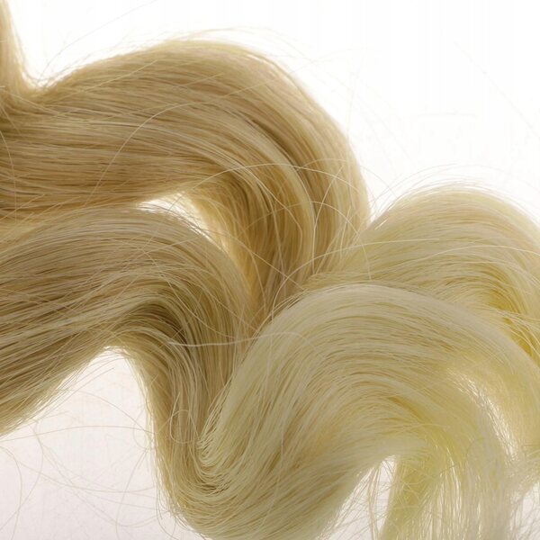 Peruca BJD DIY 25x100cm capelli ricci oro chiaro per bambole articolate