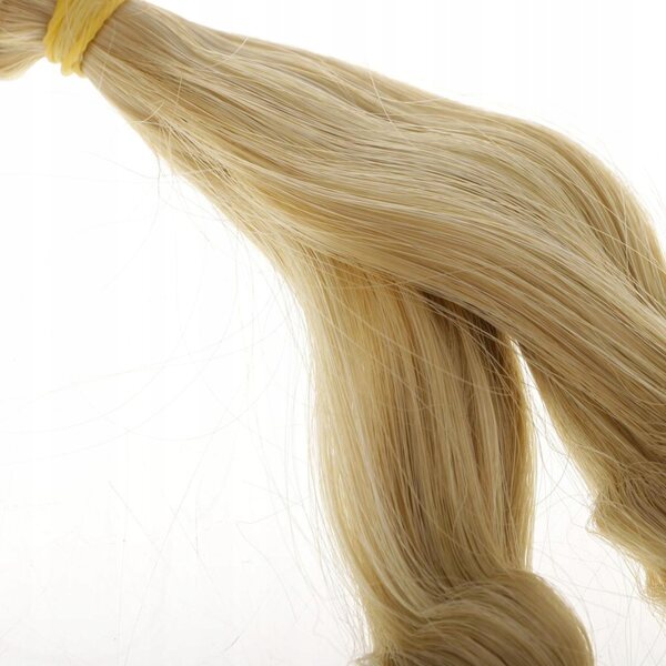 Peruca BJD DIY 25x100cm capelli ricci oro chiaro per bambole articolate