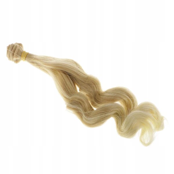 Peruca BJD DIY 25x100cm capelli ricci oro chiaro per bambole articolate