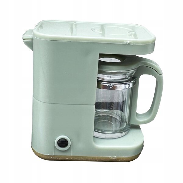 Casa delle bambole in scala 1/12 con macchina da caffè verde e forno a microonde