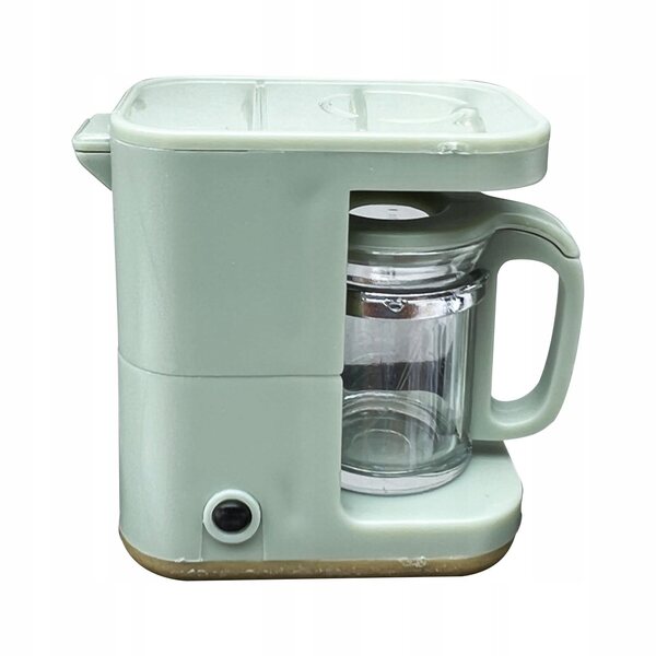 Casa delle bambole in scala 1/12 con macchina da caffè verde e forno a microonde