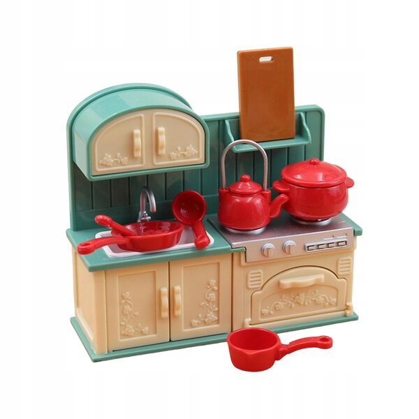 1:18 Miniatur-Küchenset für Puppenhaus mit Holzzubehör