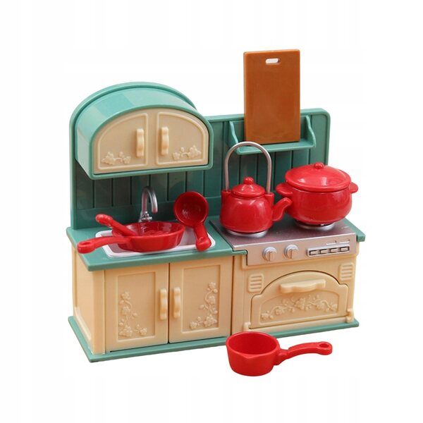 1:18 Miniatur-Küchenset für Puppenhaus mit Holzzubehör