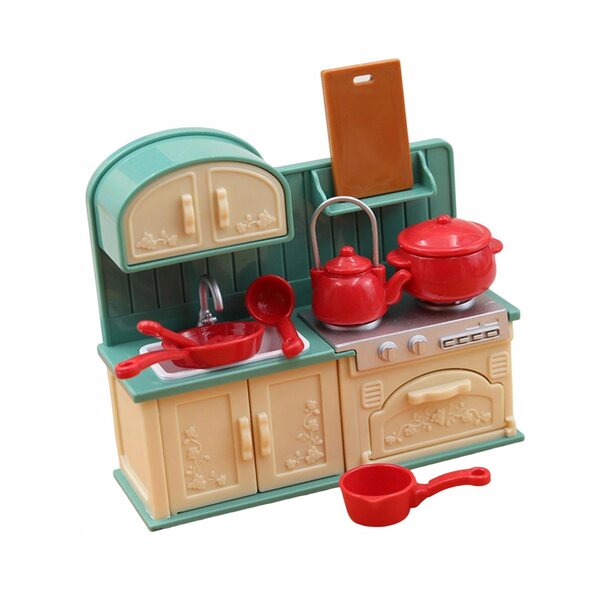 1:18 Miniatur-Küchenset für Puppenhaus mit Holzzubehör