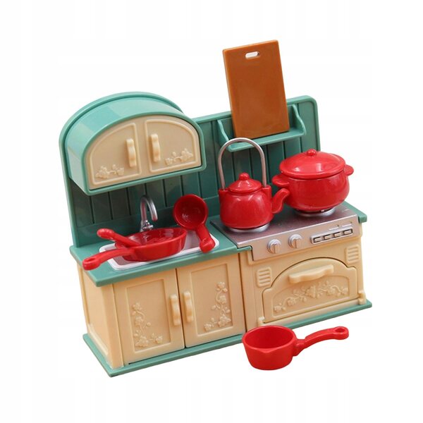 1:18 Miniatur-Küchenset für Puppenhaus mit Holzzubehör