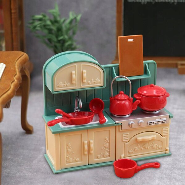 1:18 Miniatur-Küchenset für Puppenhaus mit Holzzubehör