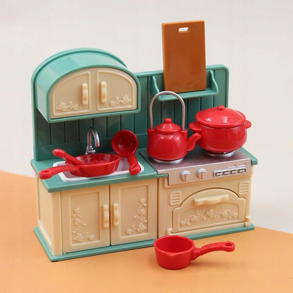 1:18 Miniatur-Küchenset für Puppenhaus mit Holzzubehör