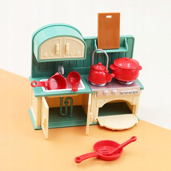 1:18 Miniatur-Küchenset für Puppenhaus mit Holzzubehör