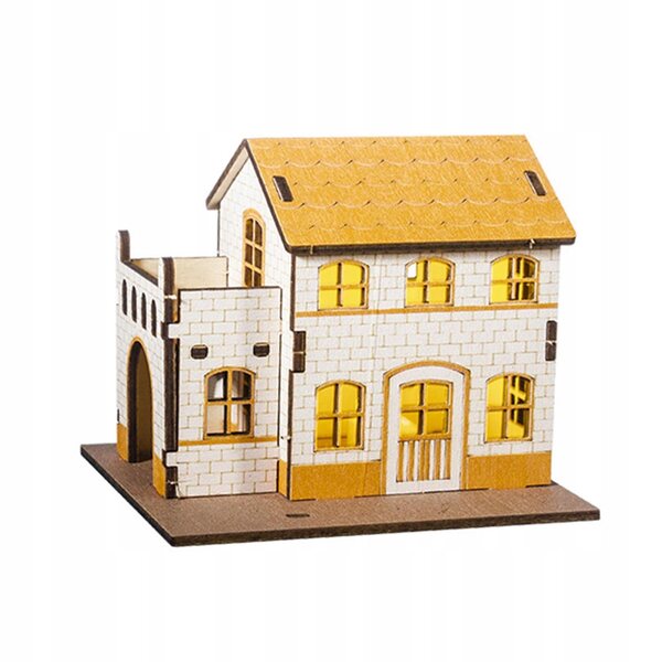 Miniatura Casetta Natalizia in Legno con Luci 9.8x7.5x9.3 cm Decorazione Festiva