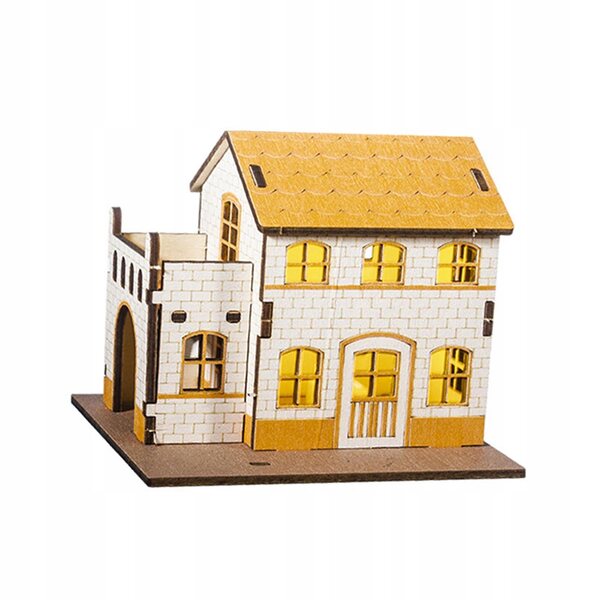 Miniatura Casetta Natalizia in Legno con Luci 9.8x7.5x9.3 cm Decorazione Festiva