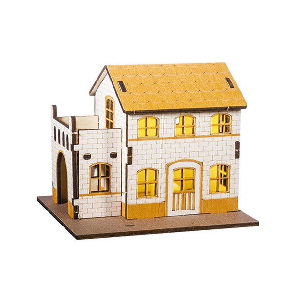 Miniatura Casetta Natalizia in Legno con Luci 9.8x7.5x9.3 cm Decorazione Festiva