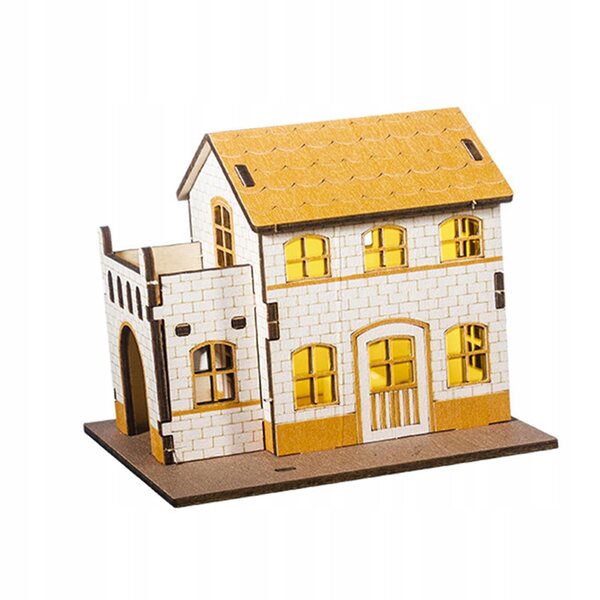 Miniatura Casetta Natalizia in Legno con Luci 9.8x7.5x9.3 cm Decorazione Festiva