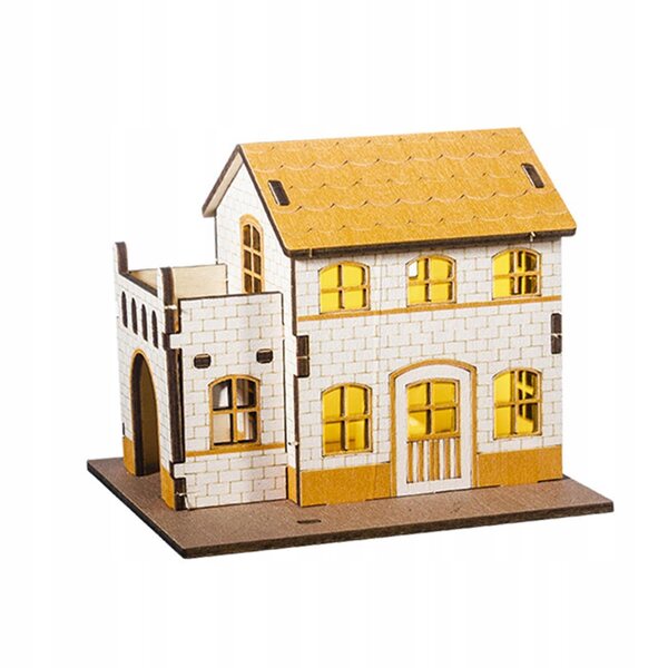 Miniatura Casetta Natalizia in Legno con Luci 9.8x7.5x9.3 cm Decorazione Festiva