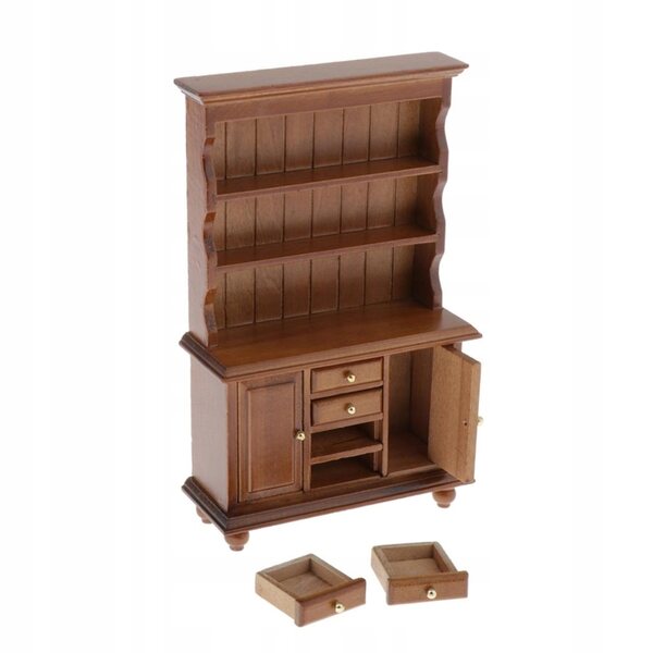 Maison de poupée miniature en bois avec mobilier à trois niveaux et tiroir fonctionnel
