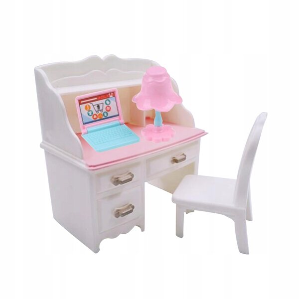 Miniatur-Set 1:12 Schreibtisch mit Stuhl und Laptop für Puppenhaus