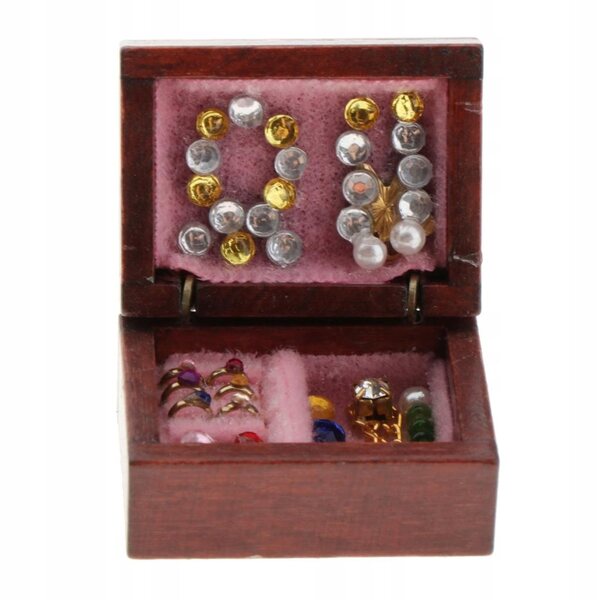 Miniatura scatola porta gioielli vintage per casa delle bambole in scala 1:12