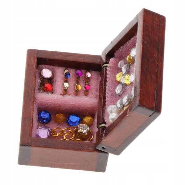 Miniatura scatola porta gioielli vintage per casa delle bambole in scala 1:12