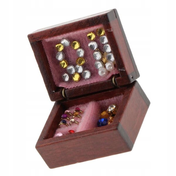 Miniatura scatola porta gioielli vintage per casa delle bambole in scala 1:12