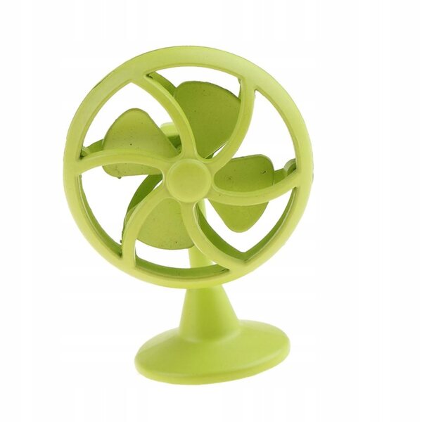 Miniatura ventilatore vintage verde per casa delle bambole 1:12, accessorio realistico