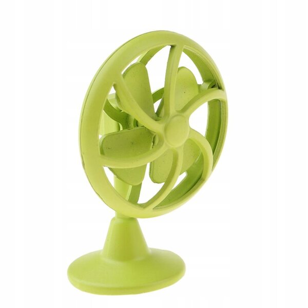 Miniatura ventilatore vintage verde per casa delle bambole 1:12, accessorio realistico