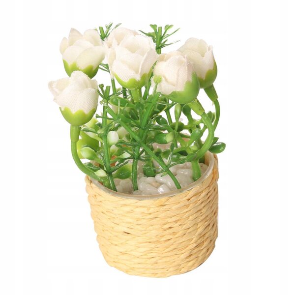 1:6 Modell-Puppenhaus mit Blume im Topf, elegante weiße Dekoration