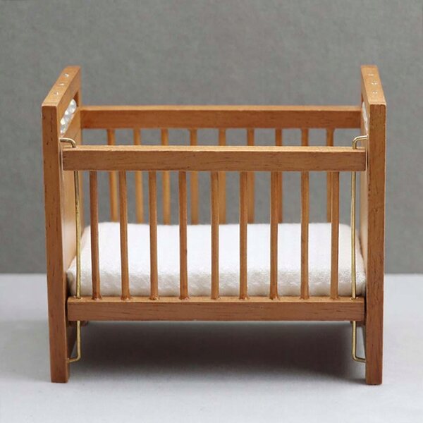 1/12 Miniaturbett für Puppenhaus mit weißer Holzmatratze