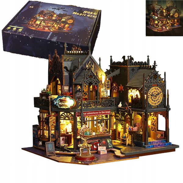 DIY-Set 3D-Holzhaus mit LED – Kreative Miniaturstadt der Dämonen
