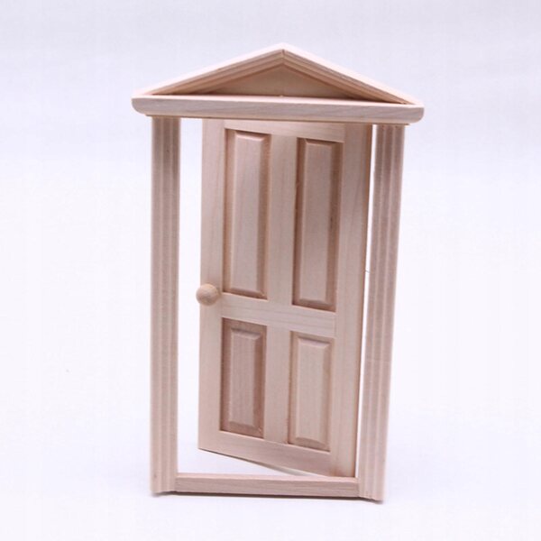 Mini houten poppenhuisdeuren met handvat, vintage stijl