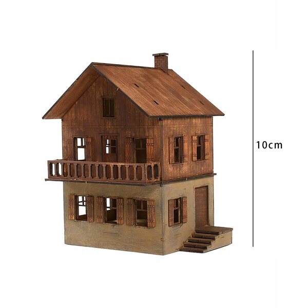 1/72 Holzmodell, unbemalt, DIY-Haus für Dioramen und Miniaturen