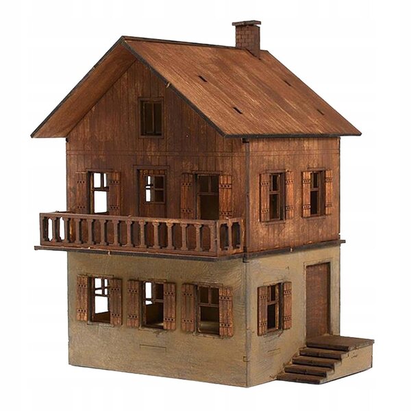 1/72 Holzmodell, unbemalt, DIY-Haus für Dioramen und Miniaturen