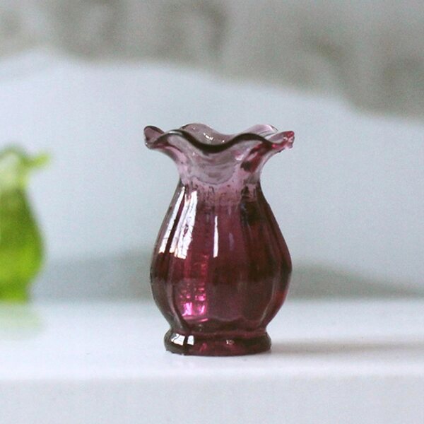 Mini vaso in resina per casa delle bambole 1:12 decorazione Purplish Red