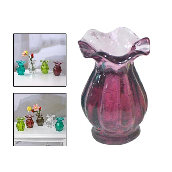 Mini vaso in resina per casa delle bambole 1:12 decorazione Purplish Red