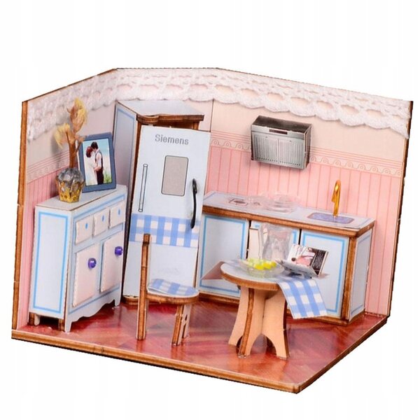 Miniatura Casa delle Bambole 1:24 Fai da Te con Mobili in Legno da Assemblare